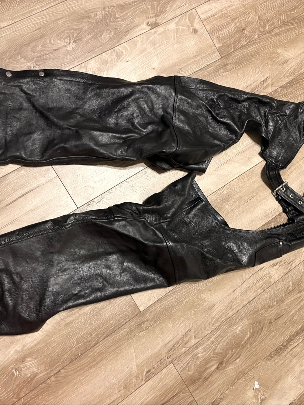 Men’s black leather chaps